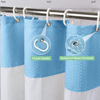 Ufriday Waffle Weave Fabric Shower Curtain With Mesh Window, Heavy Duty Decorative Bathroom Curtain With White Pique Pattern, Sp