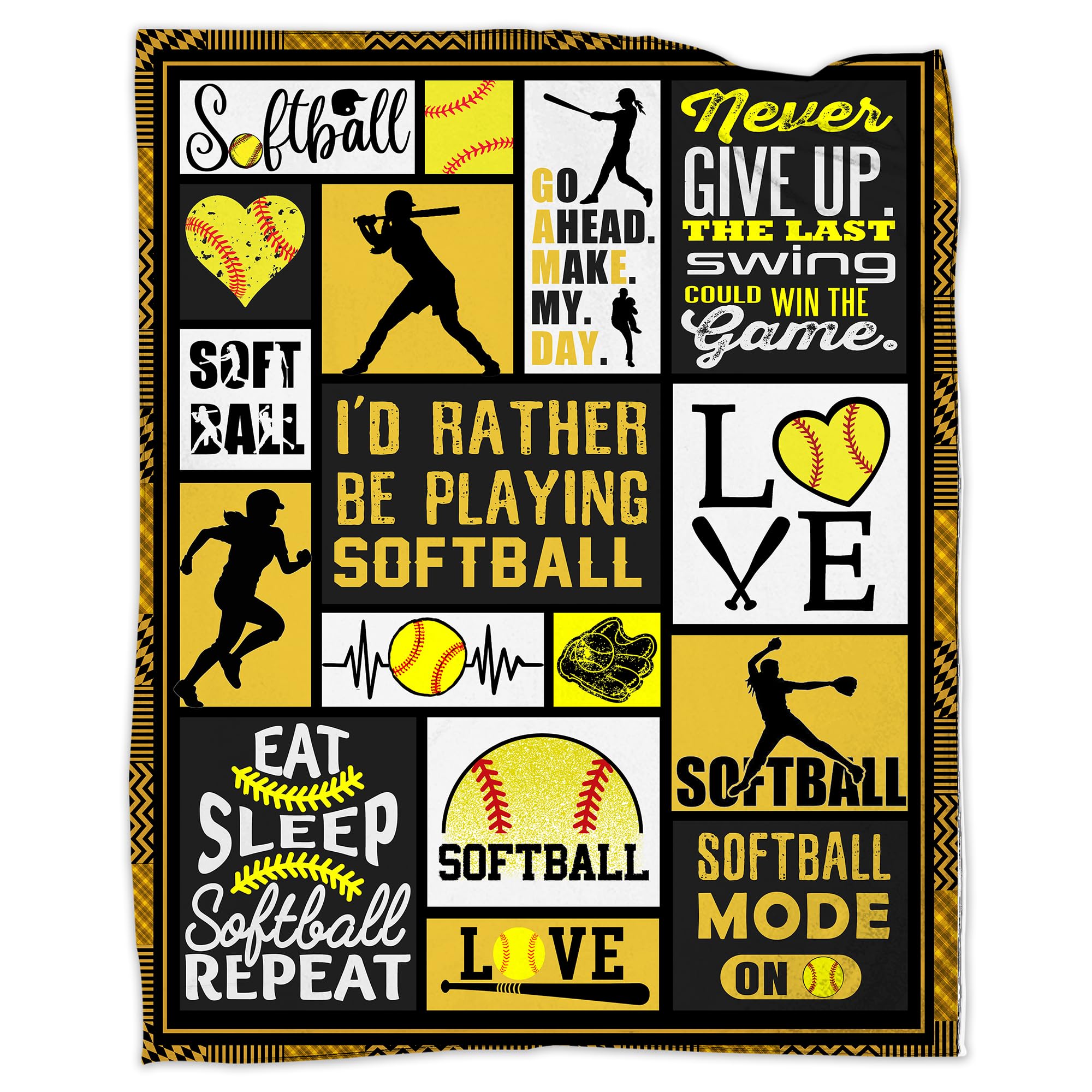 Softball Blanket 80'X60' Softball Gift Blanket Super Soft Warm And Comfortable Throw Blanket For Fall Winter Spring All Season