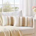 Fancy Homi Set Of 2 Boho Neutral Lumbar Decorative Throw Pillow Cover 12X20 Inch For Couch Bed Sofa Chair, Modern Organic Farmho
