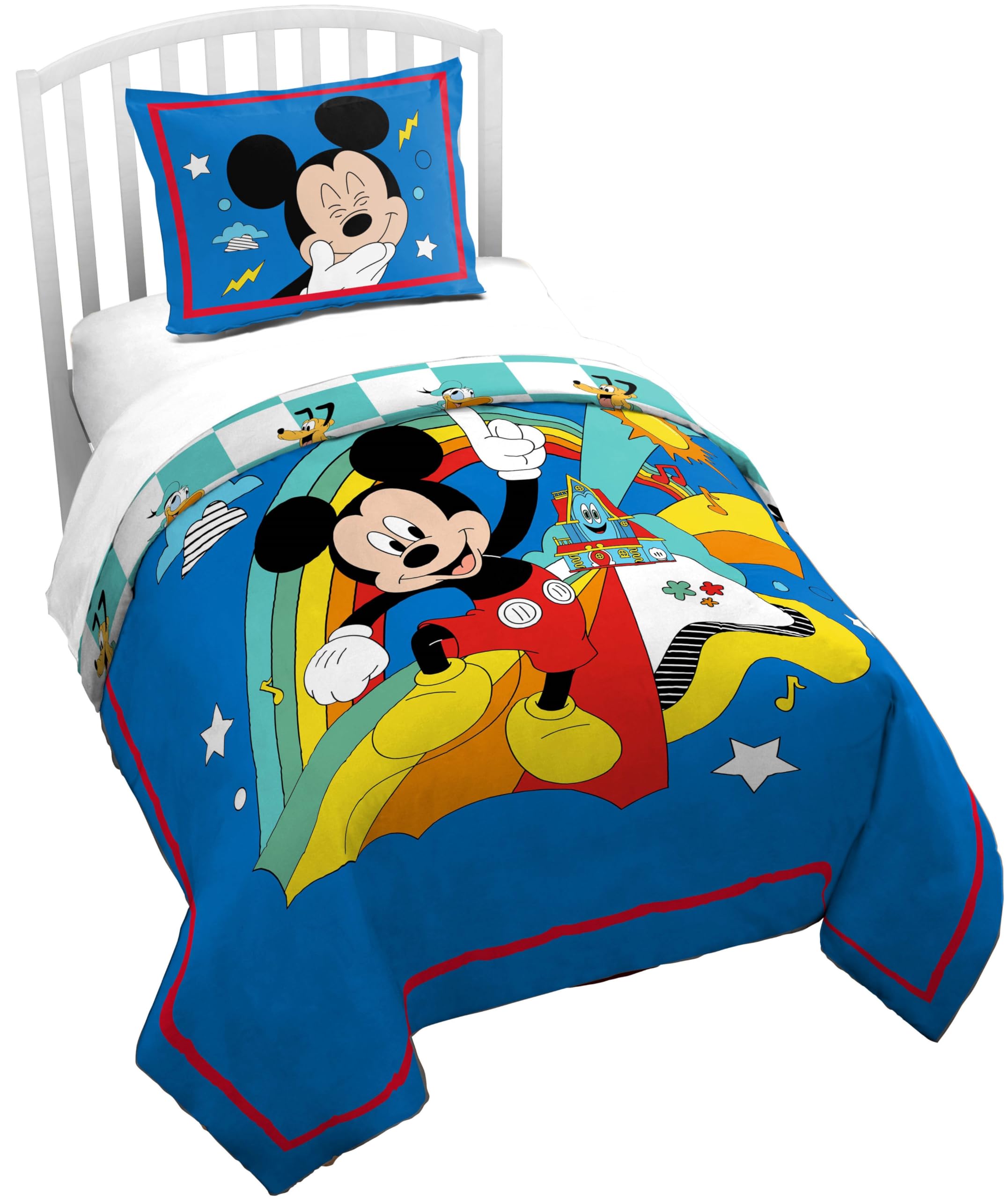 Jay Franco Duvet Cover Set - 2 Piece Comforter Cover And Sham Set, Super Soft Cozy Kids Bedding (Insert Not Included) Blue - Mic