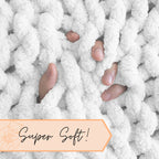 Adyrescia Chunky Knit Blanket Throw | 100% Hand Knit With Jumbo Chenille Yarn (50''X60'', Caramel Brown)
