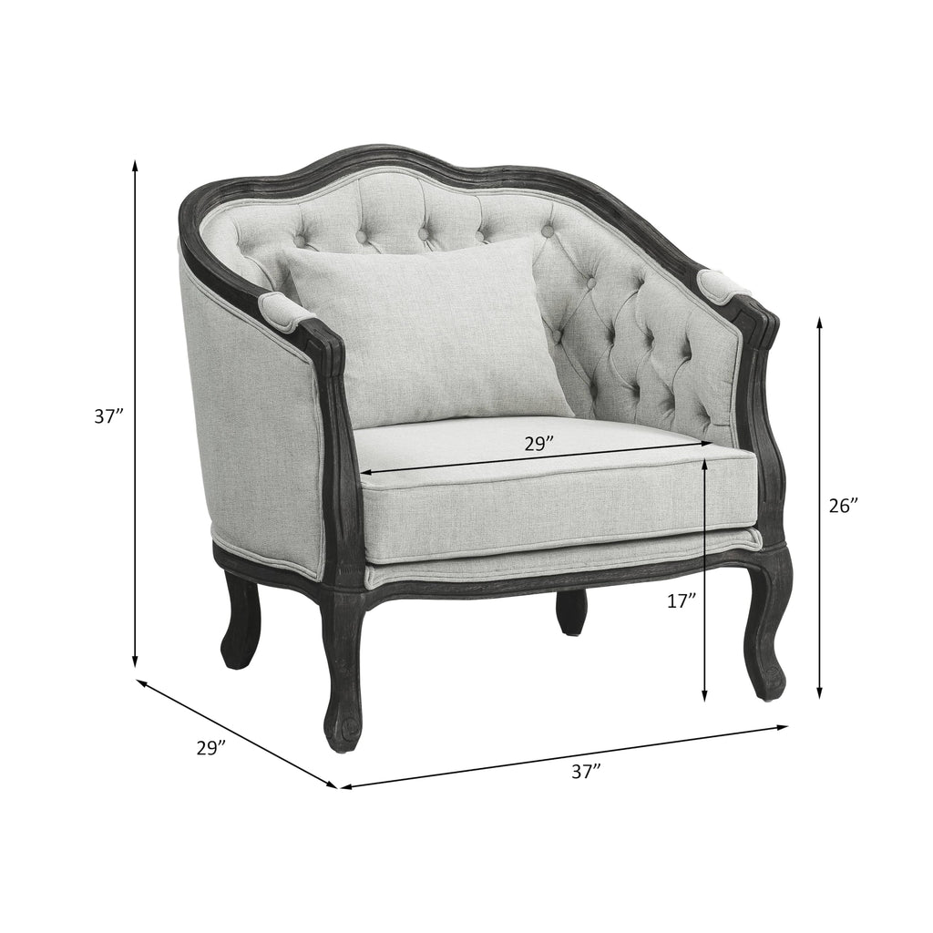 Acme Furniture Upholstered Chair with Button-Tufted Back, Gray and Dark Brown