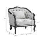 Acme Furniture Upholstered Chair with Button-Tufted Back, Gray and Dark Brown