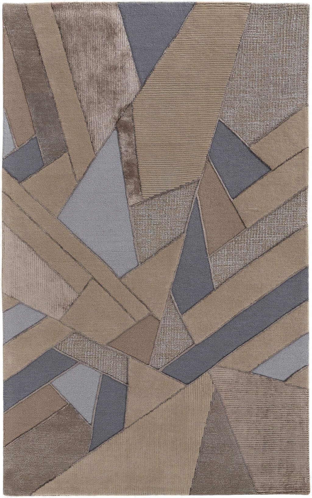 HomeRoots 514606 8 x 10 ft. Blue & Silver Wool Geometric Tufted Handmade Area Rug