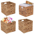 JGJCYO9 Storage Baskets Wicker Cube Baskets Foldable Handwoven Water Hyacinth Laundry Organizer,Set of 4 pcs Baskets-11x11x11inc