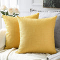 Otostar Linen Throw Pillow Covers Set Of 2 Decorative Square Pillowcases Cushion Covers 24X24 Inch For Home Decor Sofa Bedroom Car 60 X 60Cm Yellow