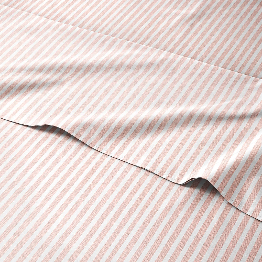 Split King Size 5 Piece Bedding Sheet Set - Breathable & Cooling - Hotel Luxury Bed Sheets Set - Easy Fit - Soft, Wrinkle Free & Comfy Blush Stripes Oeko-Tex Bedding Sheets - Deep Pockets 5 Piece Set