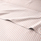 Split King Size 5 Piece Bedding Sheet Set - Breathable & Cooling - Hotel Luxury Bed Sheets Set - Easy Fit - Soft, Wrinkle Free & Comfy Blush Stripes Oeko-Tex Bedding Sheets - Deep Pockets 5 Piece Set