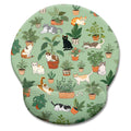 Limkrian Cat Ergonomic Mouse Pad With Wrist Rest, Green Computer Mouse Pad Wrist Support With Non-Slip Pain Relief Pu Base, Funn