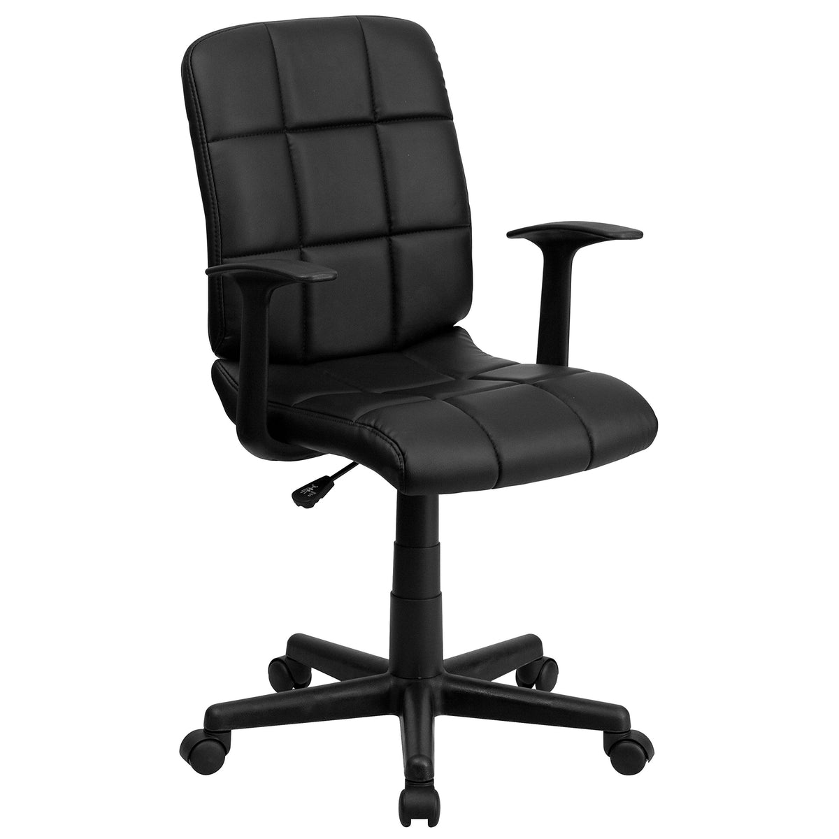 Flash Furniture Clayton Mid-Back Black Quilted Vinyl Swivel Task Office Chair with Arms