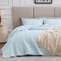 Love'S Cabin Twin Quilt Set Light Blue Bedspreads - Soft Bed Summer Quilt Lightweight Microfiber Bedspread- Modern Style Wave Pa