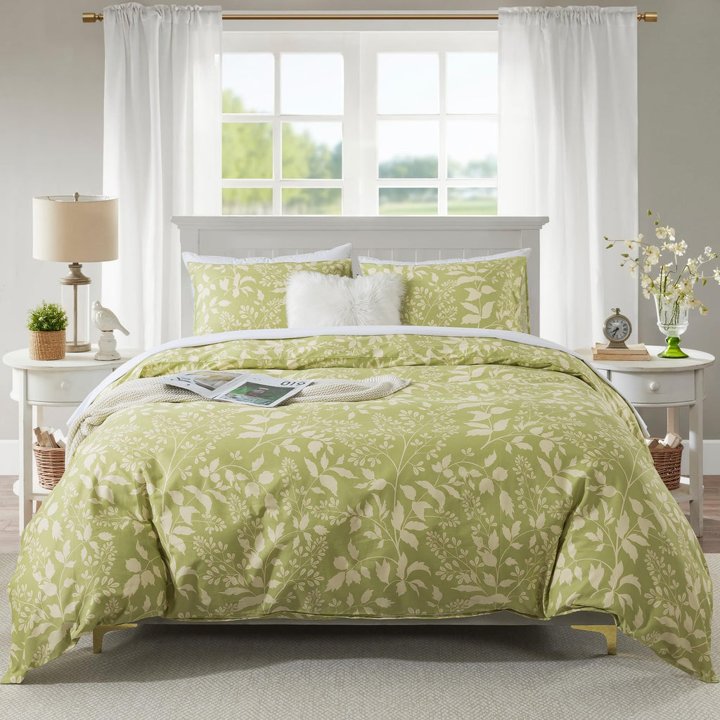 HoneiLife Wildflower Duvet Cover King - 100% Cotton Comforter Cover Sets, 3-PC Comfortable Floral Duvet Cover Sets, Soft & Breat