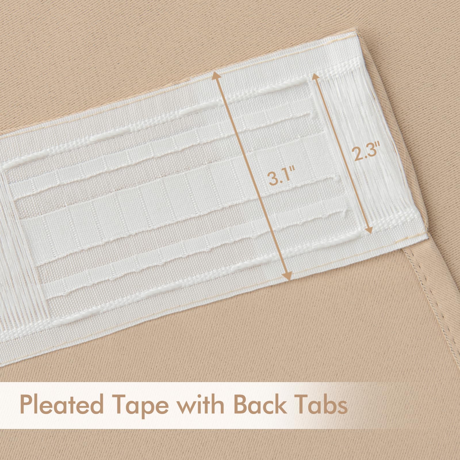 Miulee Back Tab Beige Curtains 108 Inch Long 2 Panels Set For Living Room Bedroom Privacy, Cream Rod Pocket/Pinch Pleated Light Blocking Extra Long Thermal Insulated Room Darkening Blackout Drapes