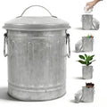 NUOBESTY Mini Metal Trash Can with Lid, 5.7 x 7.27 in, Silver