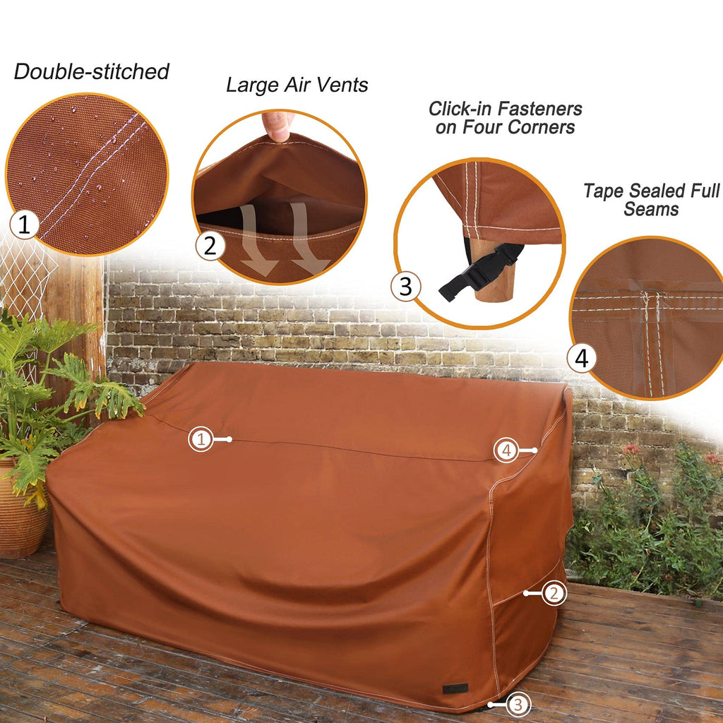 Nettypro Patio Sofa Bench Cover, Waterproof 600D Heavy Duty Outdoor Furniture 3 Seater Couch Cover, 79' Wx 38' Dx 35' H, Brown