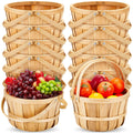 Marsui 10 Pcs 11 X 6.5' Large Round Wooden Basket Apple Baskets Fruit Bushel Baskets Farmers Fall Harvest Portable Garden Baske
