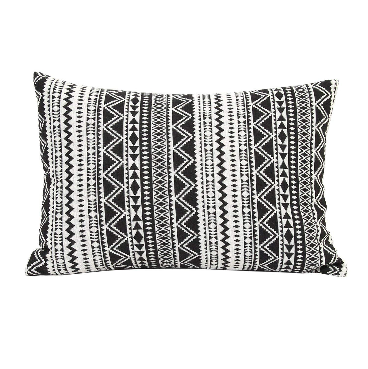 HomeRoots Black 100% Polyester Tribal Stripe Lumbar Pillow