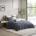 Ink+Ivy Reversible Cotton Quilt Set - Trendy Chevron Design Summer Cover Breathable Coverlet, Lightweight All Season Bedding Layer For Winter, Matching Shams, King/Cal King(104'X92'), Navy 3 Piece