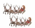 Set of 2, 8.5 Christmas Window Clings Decals. Santa Sleigh and Reindeers Christmas Window Glass Decoration. Reusable Non-Adhesiv