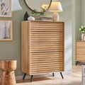 RedLemon 5 Drawers Dresser for Bedroom, 48 Tall Mid Century Modern Wood Fluted Dresser, Chest of Drawers with Tapered Leg for 