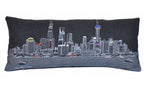 HomeRoots Grey 35' Black Shanghai Nighttime Skyline Lumbar Decorative Pillow