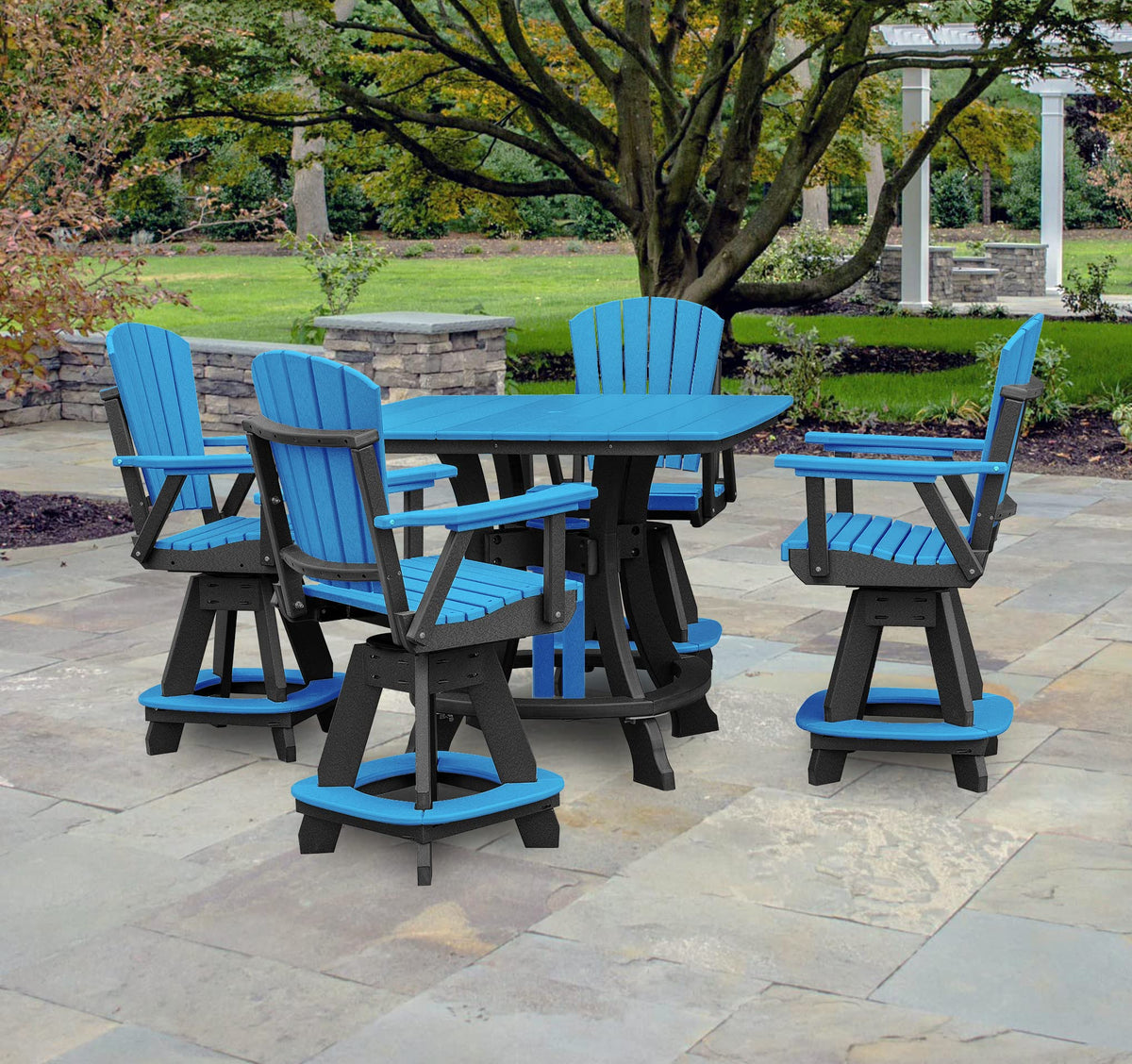 American Furniture Classics Five Piece Square Counter Height Dining Set, Blue/Black