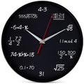 Bernhard Products Math Wall Clock Black 12 Inch Silent Non-Ticking Unique Gift for Teacher/Student/Engineer Graduate Quartz Roun
