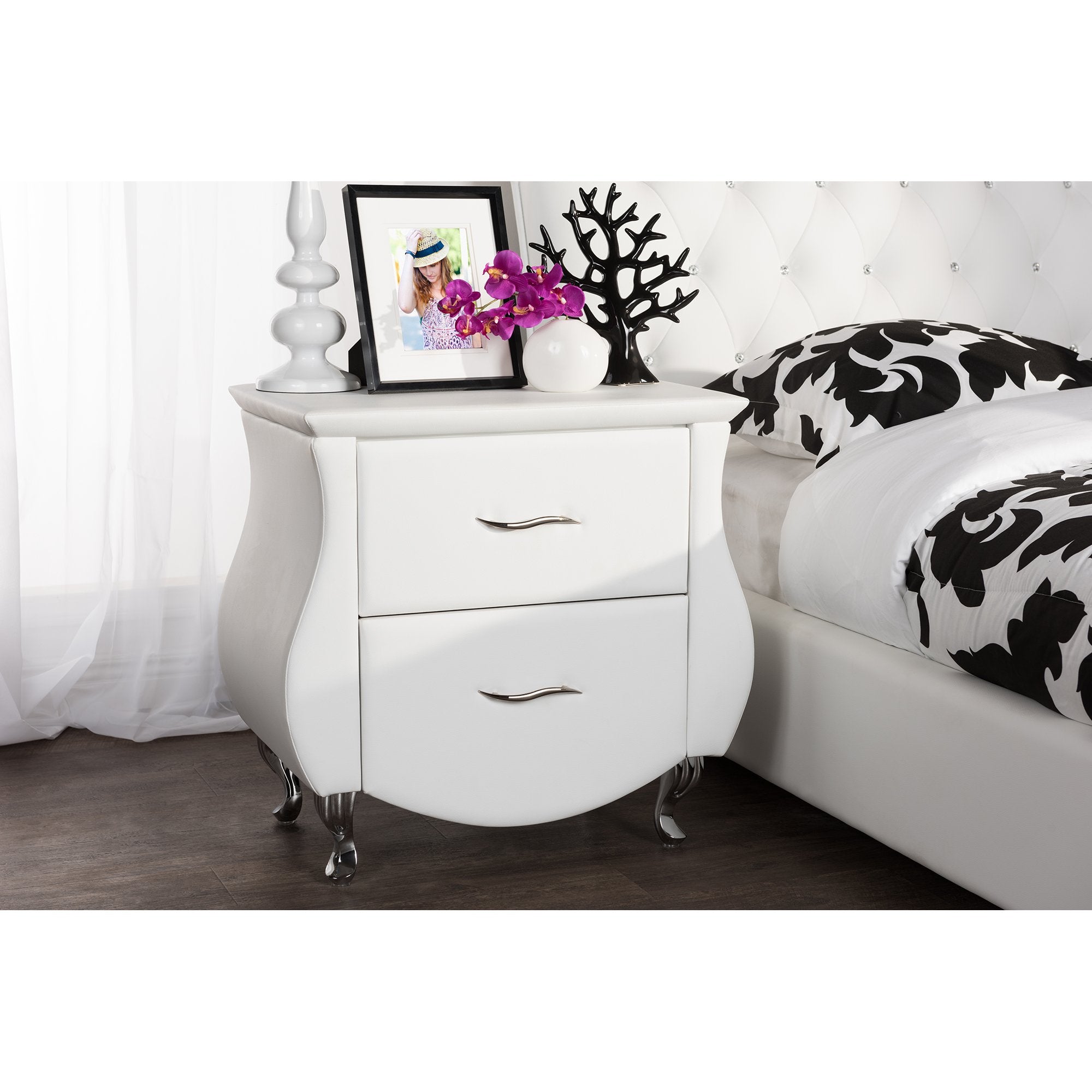 Baxton Studio BBT3116-White-NS Nightstand, Medium, White