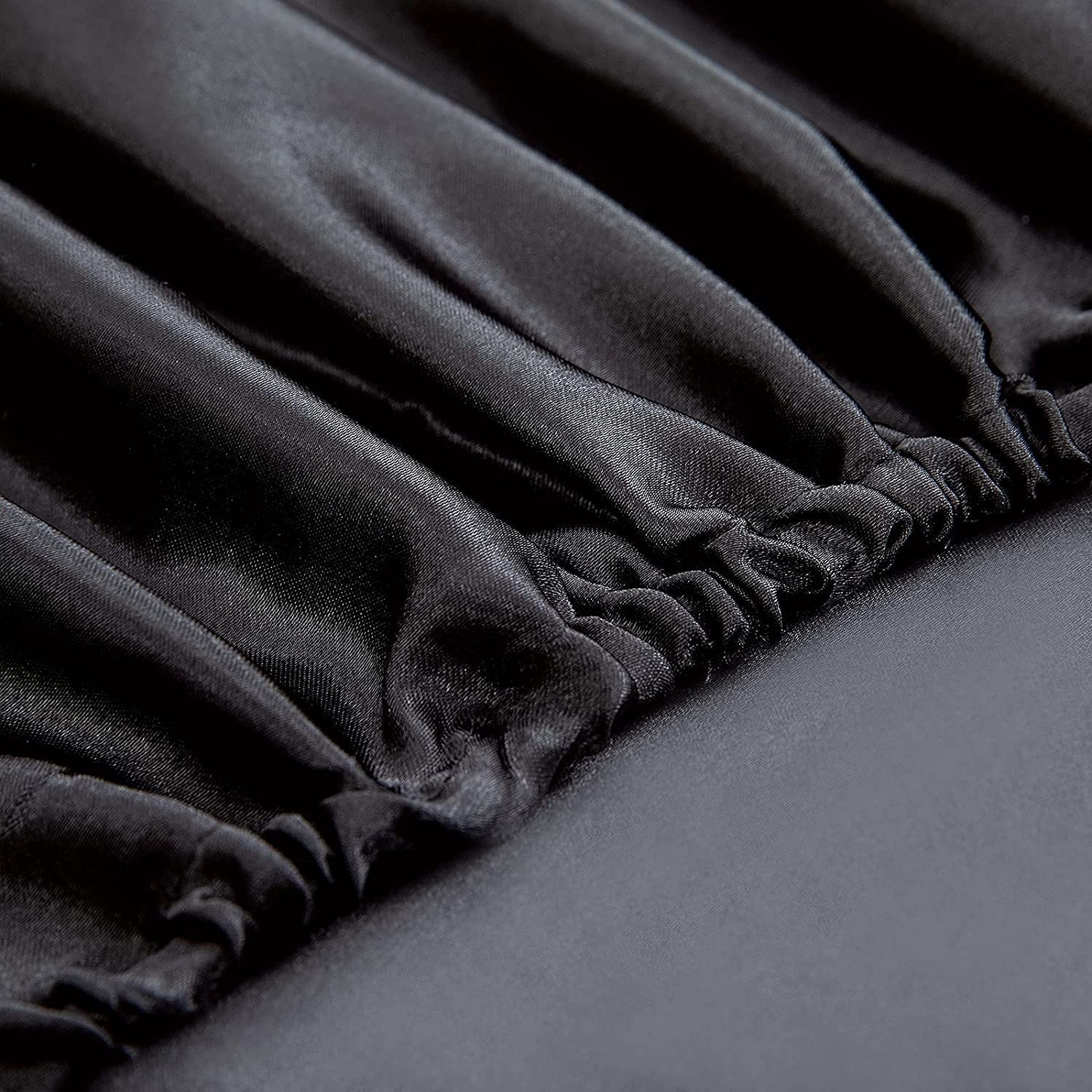 Homiest Black Satin Fitted Sheet Twin Xl Size Fitted Bed Sheet, Deep Pocket Fitted Sheet Only, Luxury & Ultra Soft Bedding Fitted Sheet Single Bottom Bed Sheets Sold Separately