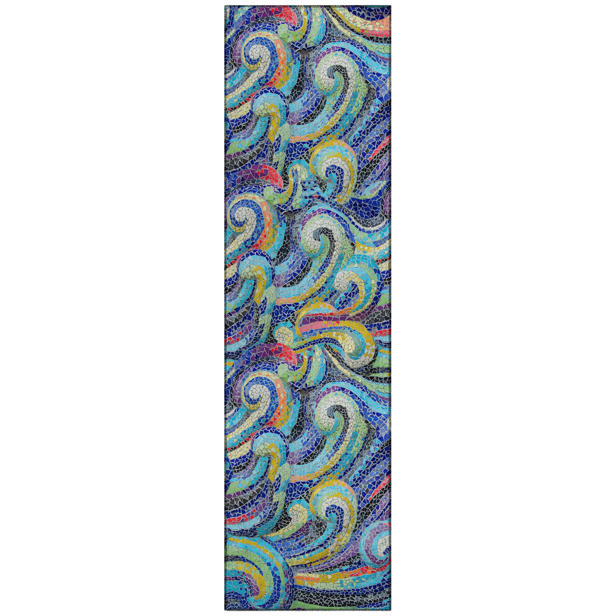 Addison Rugs Surfside Asr44 Ocean 2'3" X 7'6" Indoor Outdoor Runner Rug, Easy Clean, Machine Washable, Non Shedding, Bedroom, Living Room, Dining Room, Kitchen, Patio Rug
