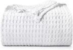 Utopia Bedding Cotton Waffle Blanket 300 Gsm (White - 90X90 Inches) Soft Lightweight Breathable Bed Blanket Queen Size Layering
