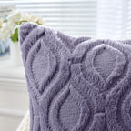 Miulee Blue Purple Throw Pillow Covers 18X18 Inch, Soft Winter Plush Faux Wool Couch Pillow Covers Set Of 2 Decorative Farmhouse Boho Throw Pillows For Sofa Living Room Bed