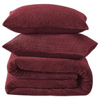 Chixpace Fluffy King Comforter Set - Furry Burgundy Leaves Pattern Faux Fur Bed Set, Winter Ultra Soft Fuzzy Comfort Set, Velvet