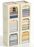 GoMaihe Clothes Storage Bins with Metal Frame for Closet, 40L 6Pack Beige