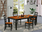 East West Furniture LGPF5-BCH-W 5 Piece Modern Dining Table Set Includes a Rectangle Wooden Table with Butterfly Leaf and 4 Kitchen Dining Chairs, 42x84 Inch, Black & Cherry