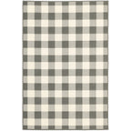 HomeRoots Grey Polypropylene 5’x8’ Gray and Ivory Gingham Indoor Outdoor Area Rug
