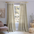 No. 918 Winnie Slub Textured Linen Blend Sheer Tie Top Curtain Panel, 50 x 63, Linen