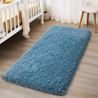 ILANGO Blue Bathroom Rugs Mats Super Absorbent, Washable Bath Mat Non Slip for Floor, Thick Plush Shaggy Bath Rug with Rubber Bo