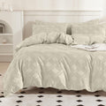 Jellymoni Cream Grey Duvet Cover Twin Size - 3 Pcs Microfiber Tufted Duvet Cover Set, Boho Textured Duvet Cover Jacquard Rhombus