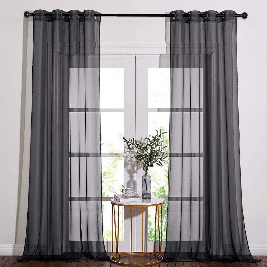 Nicetown Living Room Sheer Curtains 108 Inch Long, Eyelet Top Voile Textured Hazy Sheer Draperies Privacy With Light Penetration