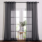 Nicetown Living Room Sheer Curtains 108 Inch Long, Eyelet Top Voile Textured Hazy Sheer Draperies Privacy With Light Penetration