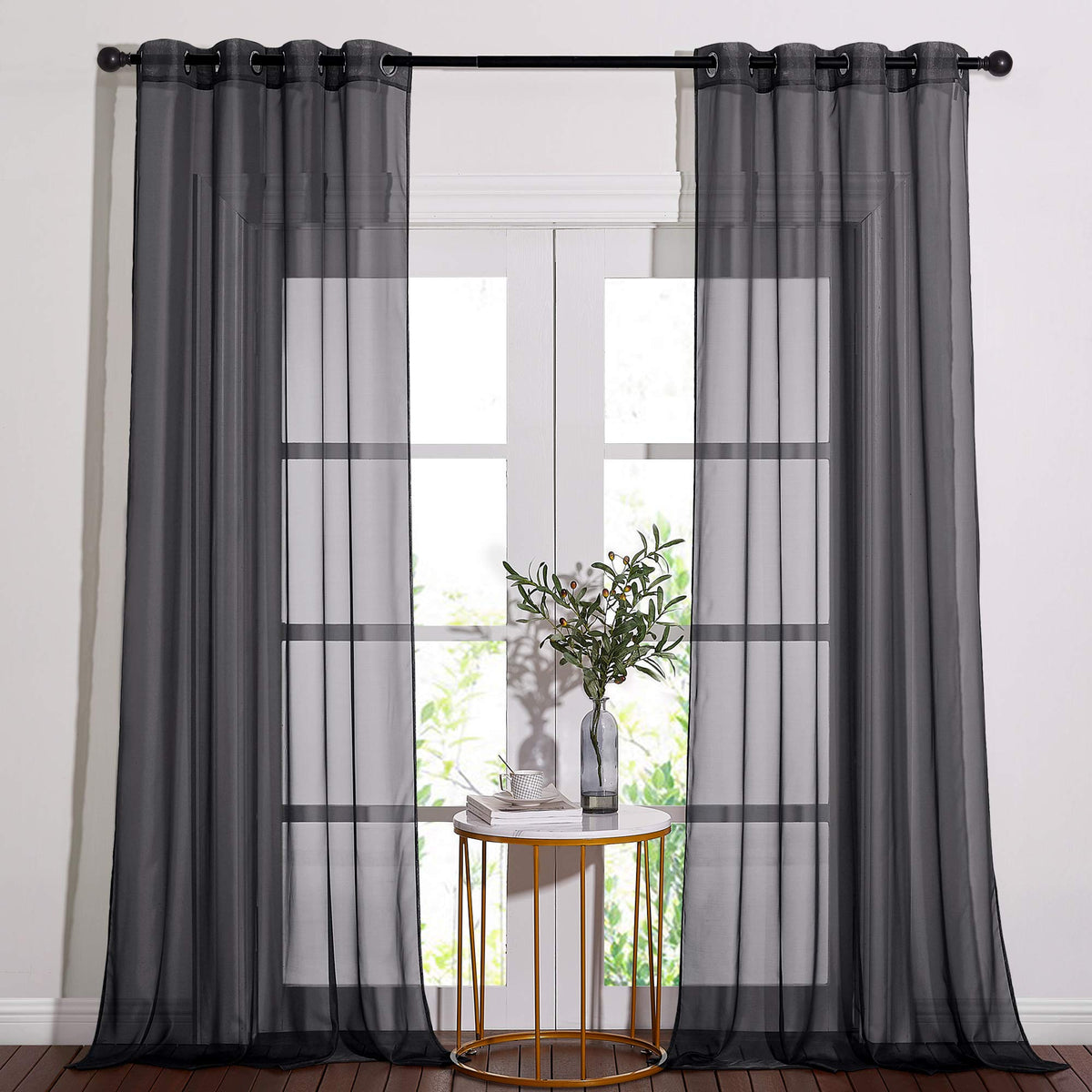 Nicetown 96' Long Sheer Curtains - Nickel Grommet Top Lighter Weight Airy Window Voile Panel Decorations For Living Room (W54 I