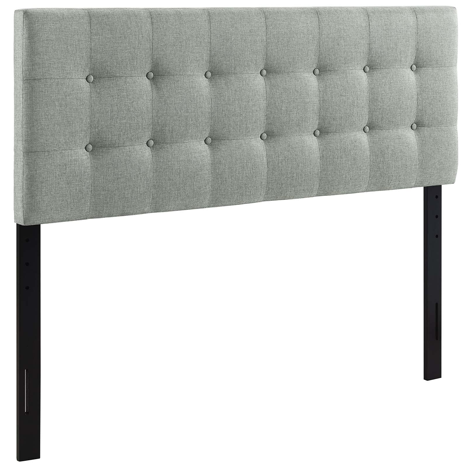 Modway Emily Tufted Button Linen Fabric Upholstered Full Headboard In Gray