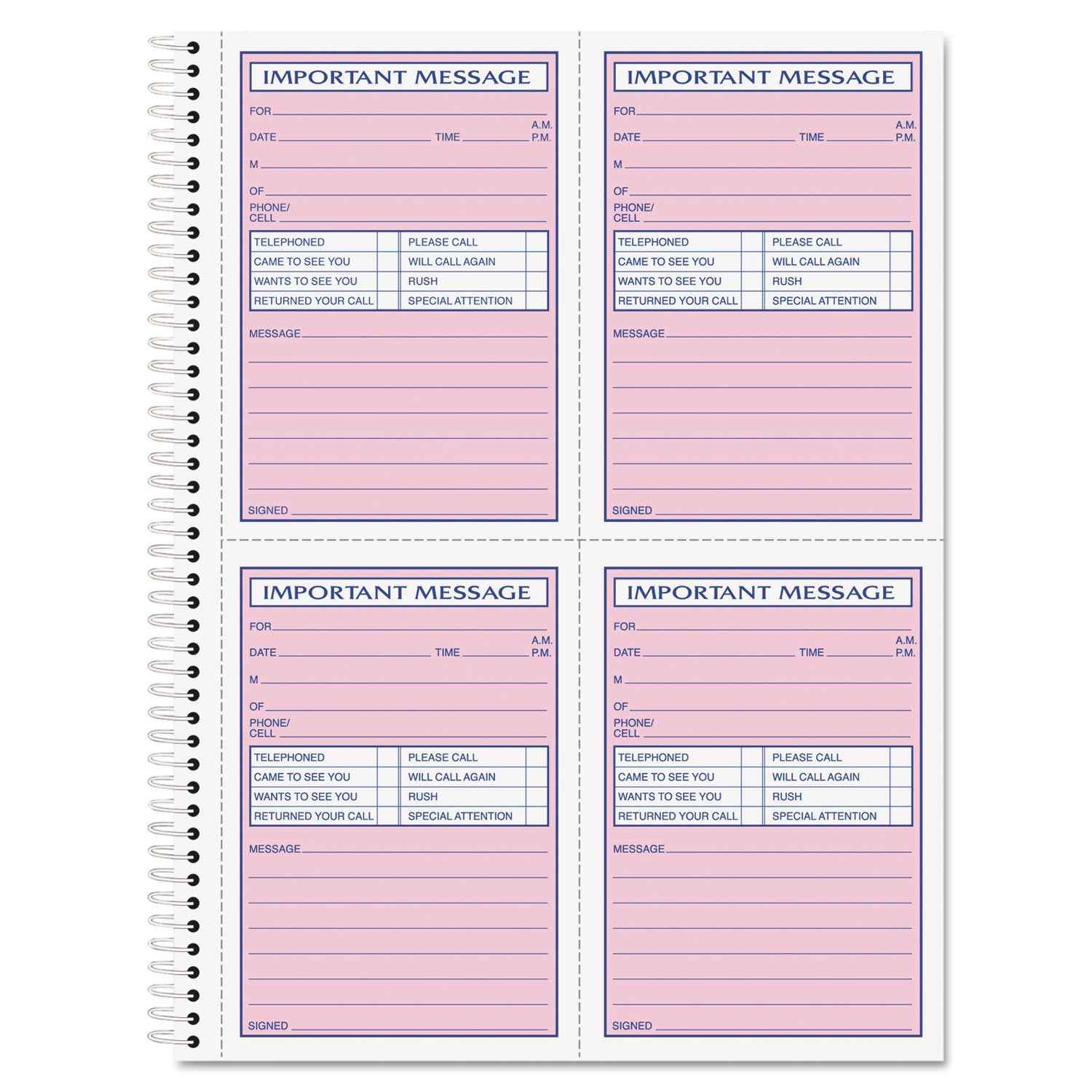 Tops 4005 Telephone Message Book, Fax/Mobile Section, 5 1/2 X 3 3/16, Two-Part, 200/Book