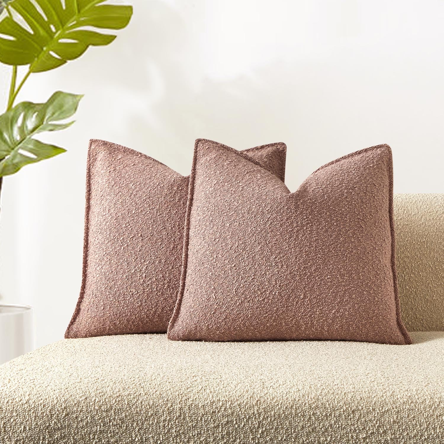 Juspurbet Jam Boucle Throw Pillow Covers 16X16 Inch Set Of 2 For Couch Bedroom Sofa Living Room Decorative Soft Thick Textured C