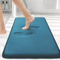 Smiry Memory Foam Bath Mat 24 x 16, Extra Soft Absorbent Bathroom Rugs Non Slip Bath Rug Runner for Shower Bathroom Floors, Peac
