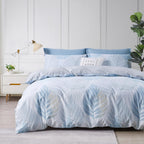 Saphreas Tropical Monstera Leaf Duvet Cover Set Queen Size Light Blue White Botanical Leaves Printed Bedding Comforter Cover Set