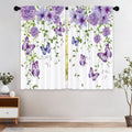 Laifzere Purple Floral Butterfly Curtains, Rustic Flower Window Curtains 42X45 Inch For Bedroom Living Room Decor, Daisy Farmhou