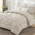 Cozylux King Comforter Set With Sheets 7 Pieces Bed In A Bag Beige All Season Bedding Sets With Comforter, Pillow Shams, Flat Sh