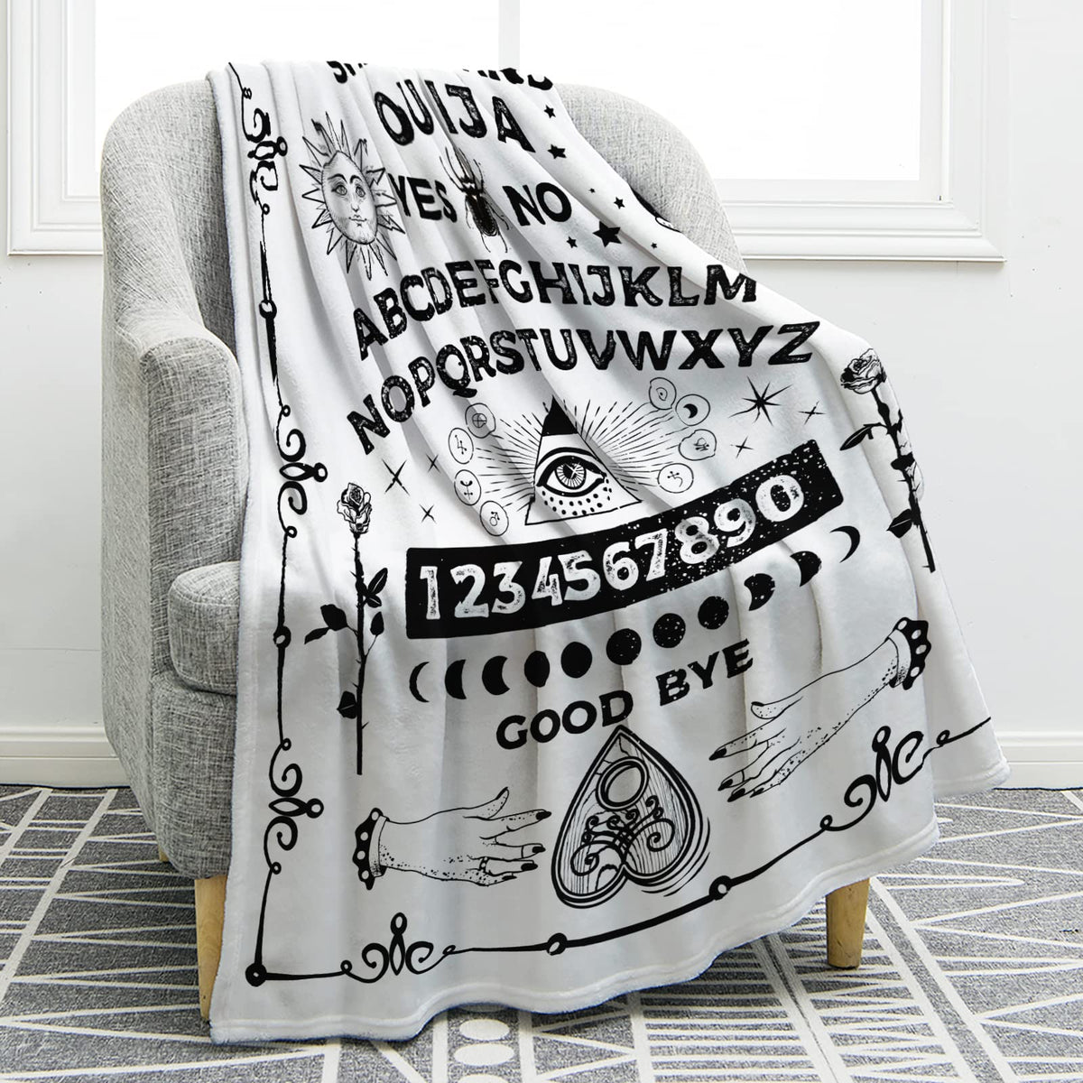 Jekeno Ouija Board Blanket Gifts For Women Men Kids Girls Boys Mother'S Day For Mom Dad Home Bedroom Gothic Witch Decor Soft Thr